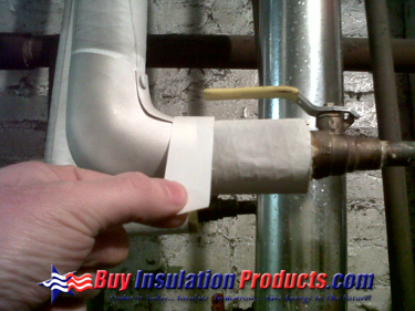 White Vinyl PVC Tape can be used to seal the PVC Fitting Cover to the ASJ jacketing of the Fiberglass Pipe Insulation.